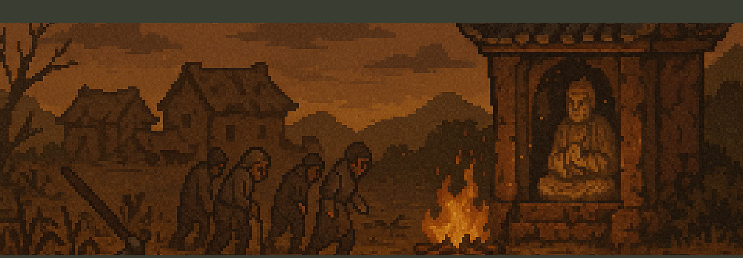 Daoist From the Mountain pixel-art cutscene