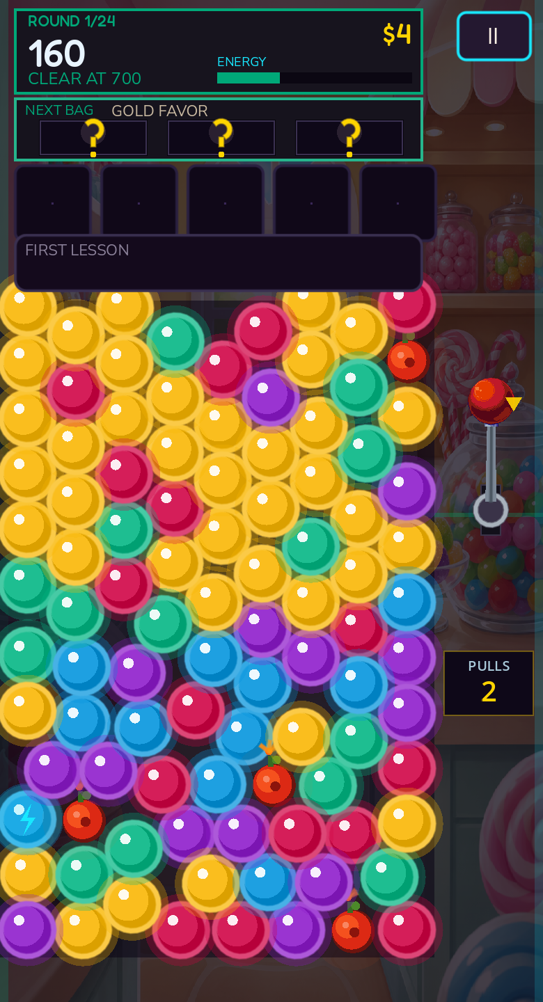 Bubble Blast runtime gameplay with a packed field of colorful balls